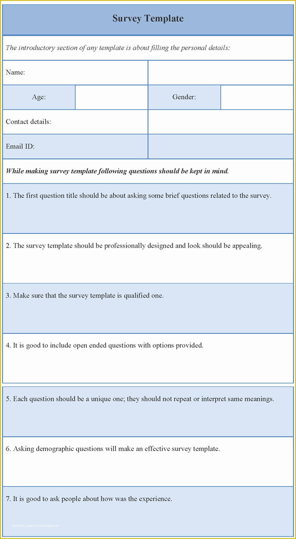 Free Survey Template Of Survey Template Word