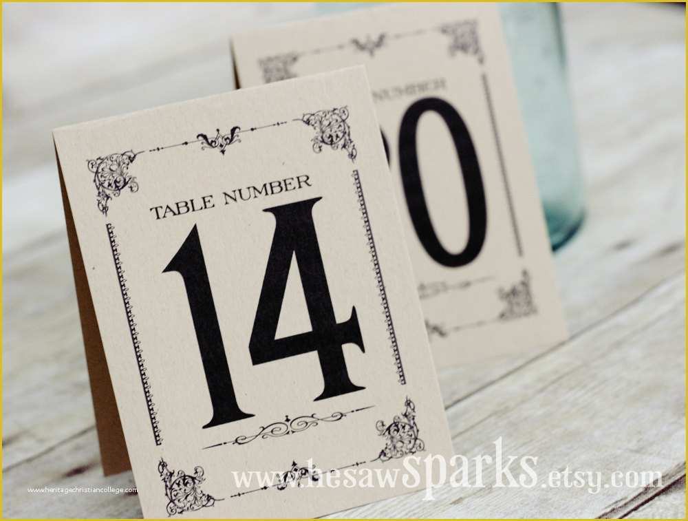 Free Table Number Templates Of 1 20 Vintage Table Numbers Printable Tent Style