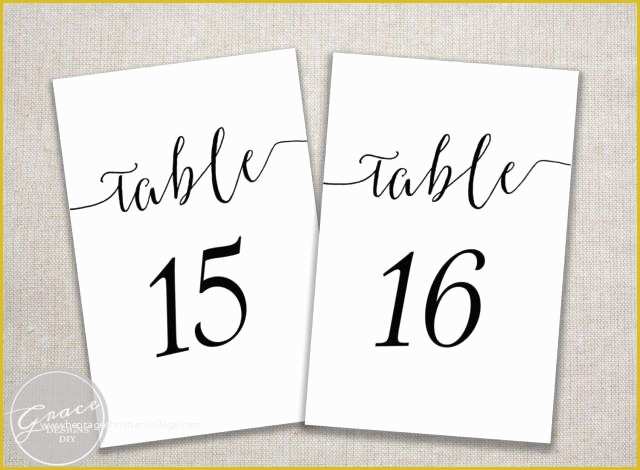 Free Table Number Templates Of Black Slant Table Numbers Printable Calligraphy Style