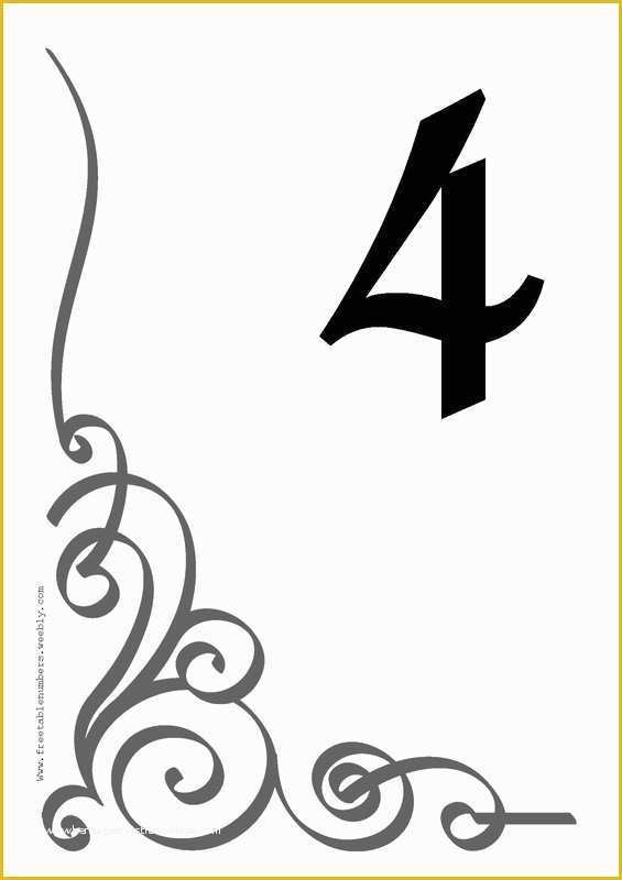 Free Table Number Templates Of Free Flourish Printable Diy Table Numbers Free Table Numbers
