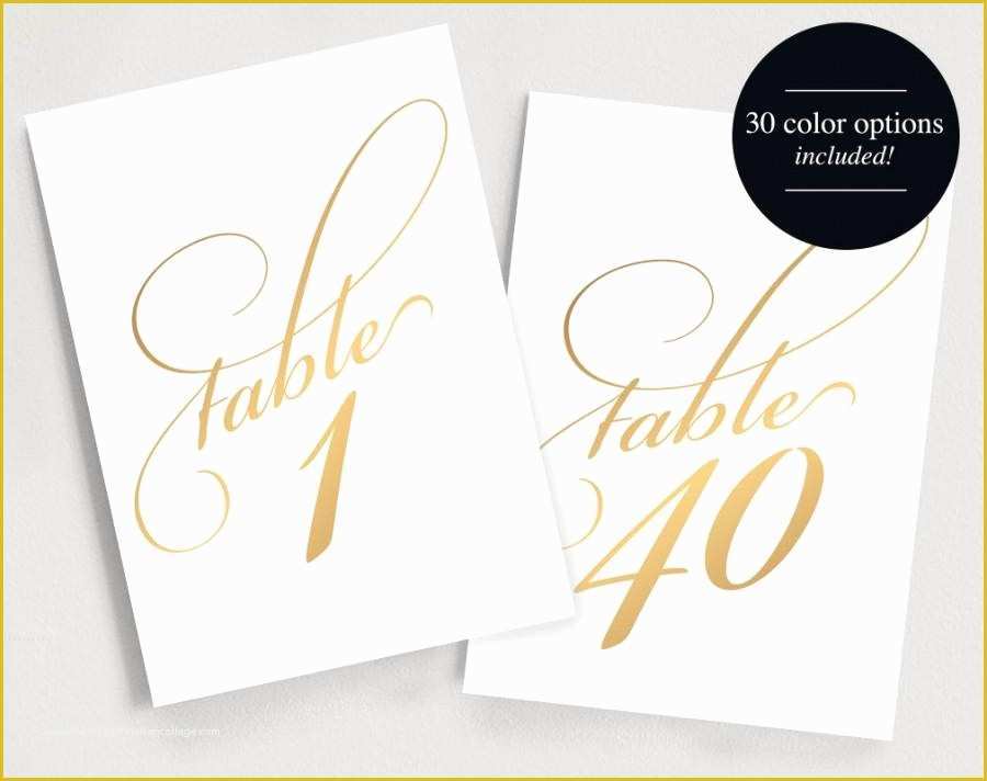 Free Table Number Templates Of Printable Table Numbers Instant Download 1 40 Gold Table