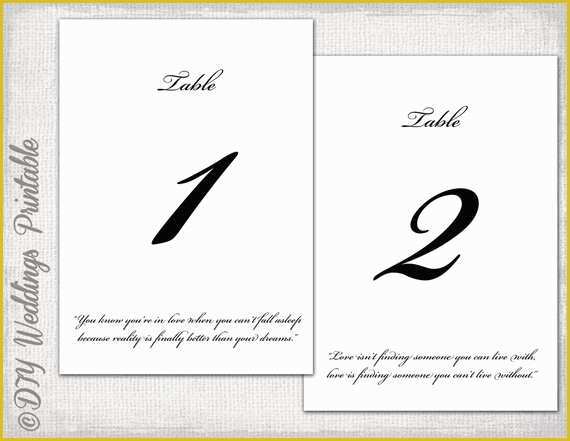 Free Table Number Templates Of Table Number Template Diy Love Quote Wedding
