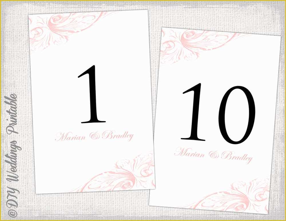 Free Table Number Templates Of Table Number Template Diy Pastel Pink Wedding Number Card
