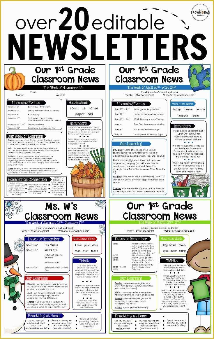 Free Teacher Newsletter Templates Word Of Editable Newsletter Templates Back to School