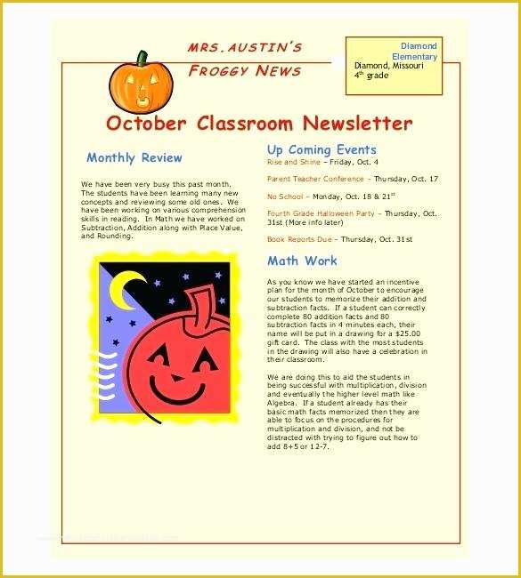 Free Teacher Newsletter Templates Word Of Free Newsletter Templates Learning Center Elementary