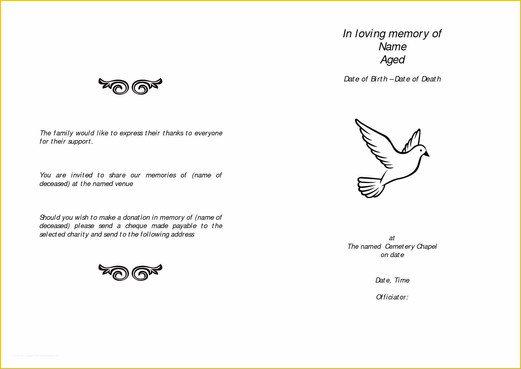 Free Template for Program Booklet Of 12 Free Printable Funeral Program Template