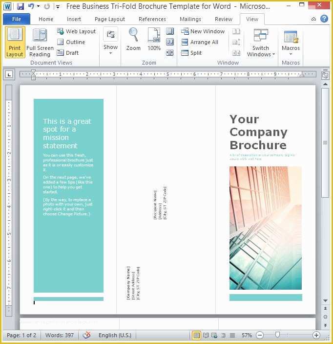Free Template for Program Booklet Of Free Business Tri Fold Brochure Template for Word