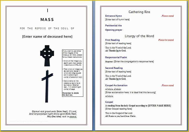 Free Template for Program Booklet Of Free Funeral Program Template – Microsoft Word Templates