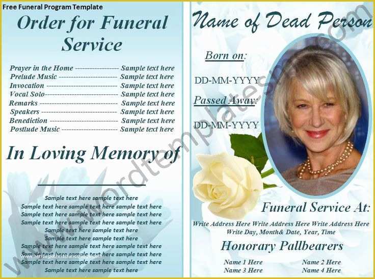 Free Template for Program Booklet Of Free Print Funeral Brochures