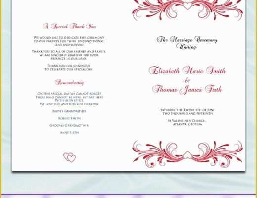 Free Template for Program Booklet Of Wedding Program Template Diy Red order Of Ceremony Booklet