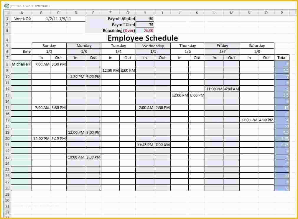 Free Template Maker Of 5 Free Work Schedule Maker