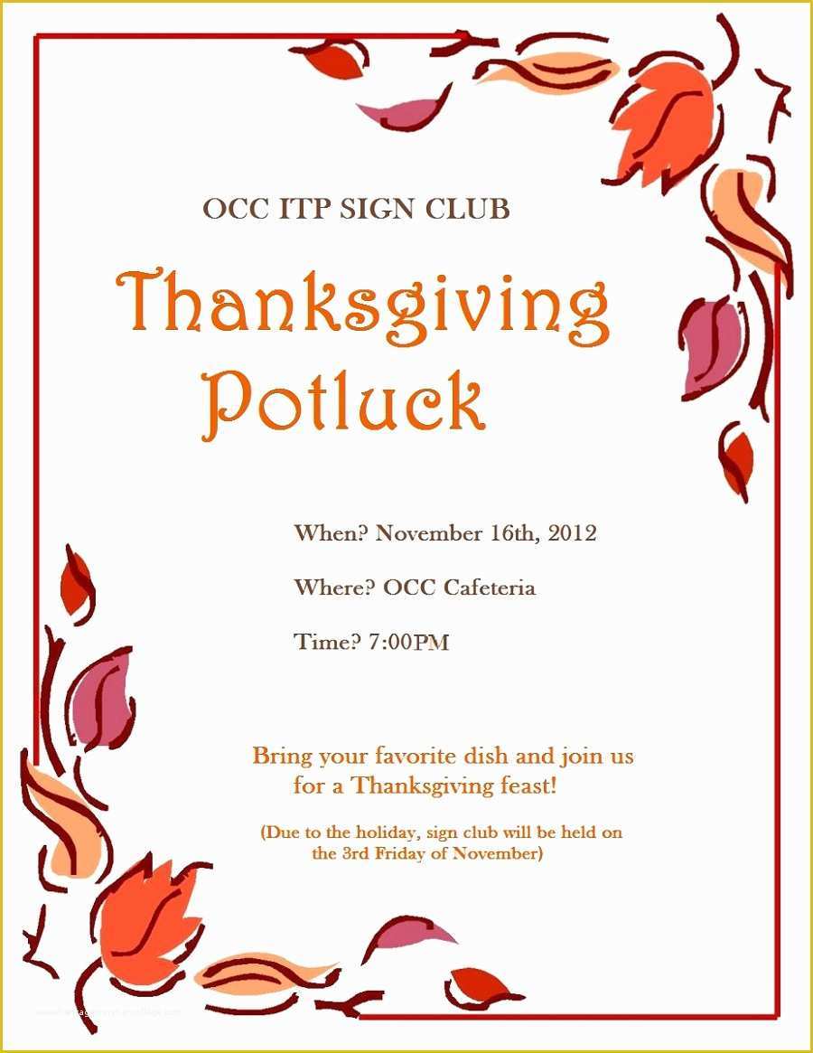 Free Thanksgiving Potluck Flyer Templates Of Free Thanksgiving Flyer Template Luxury Potluck Printable