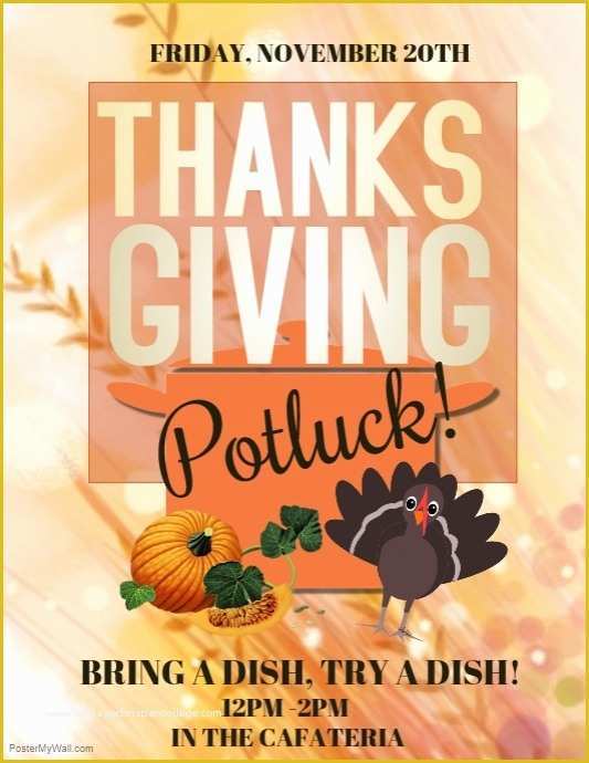 Free Thanksgiving Potluck Flyer Templates Of Thanksgiving Template