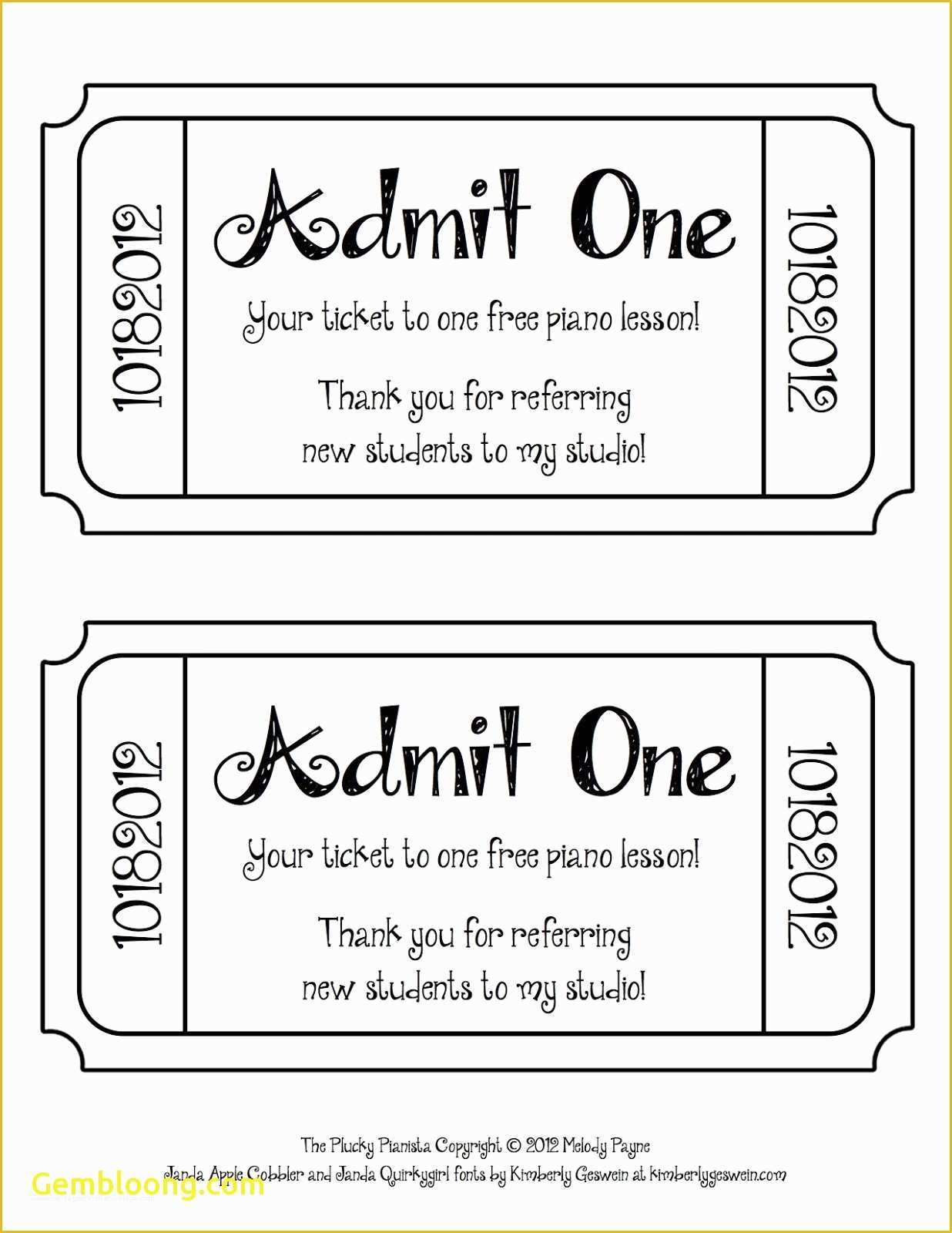 Free Ticket Template Of Lovely Free event Ticket Template Printable