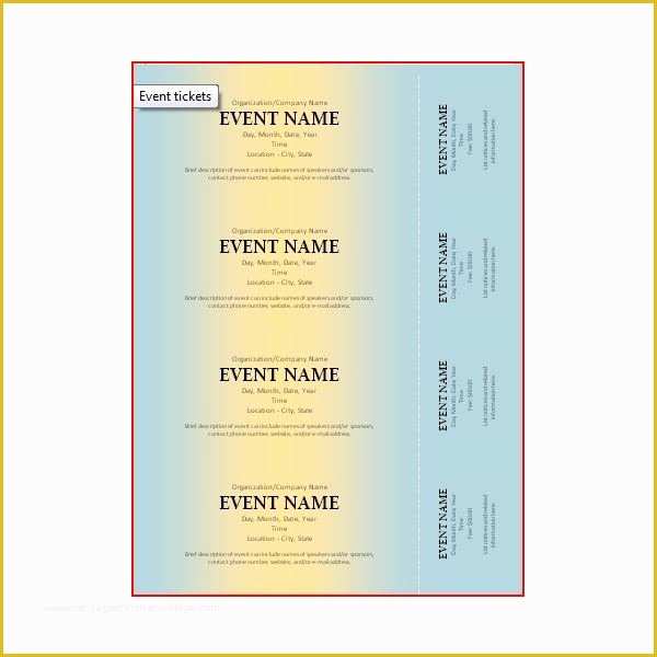 Free Ticket Template Word Of the Best event Ticket Template sources