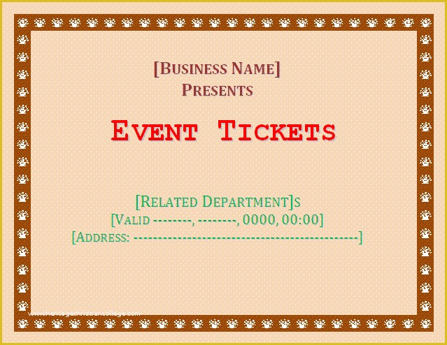 Free Ticket Template Word Of Ticket Templates Search Results
