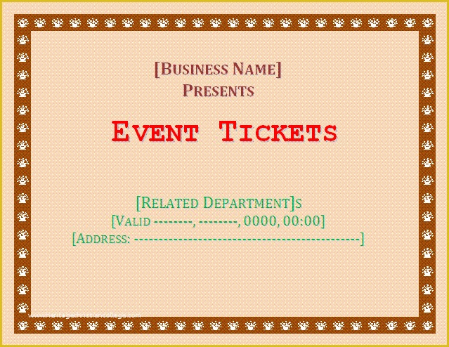 Free Ticket Template Word Of Ticket Templates Search Results