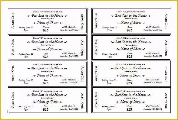 Free Ticket Templates 8 Per Page Of 30 Printable Ticket Templates to Download