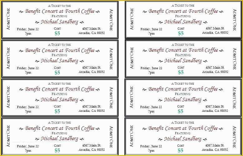 Free Ticket Templates 8 Per Page Of Ticket Templates 8 Per Page Inspirational Raffle Tickets