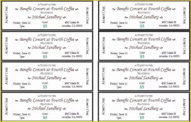 Free Ticket Templates 8 Per Page Of Ticket Templates 8 Per Page Inspirational Raffle Tickets