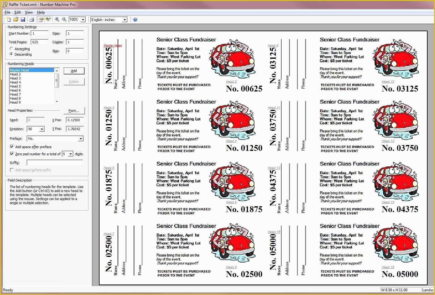 Free Ticket Templates 8 Per Page Of Up Admission Ticket Downloadable Template Number Machine