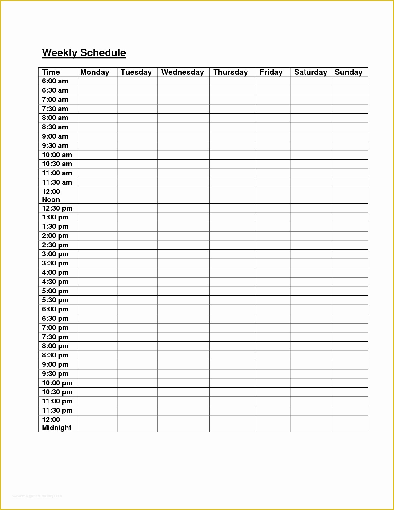 Free Time Schedule Template Of 10 Free Weekly Schedule Template