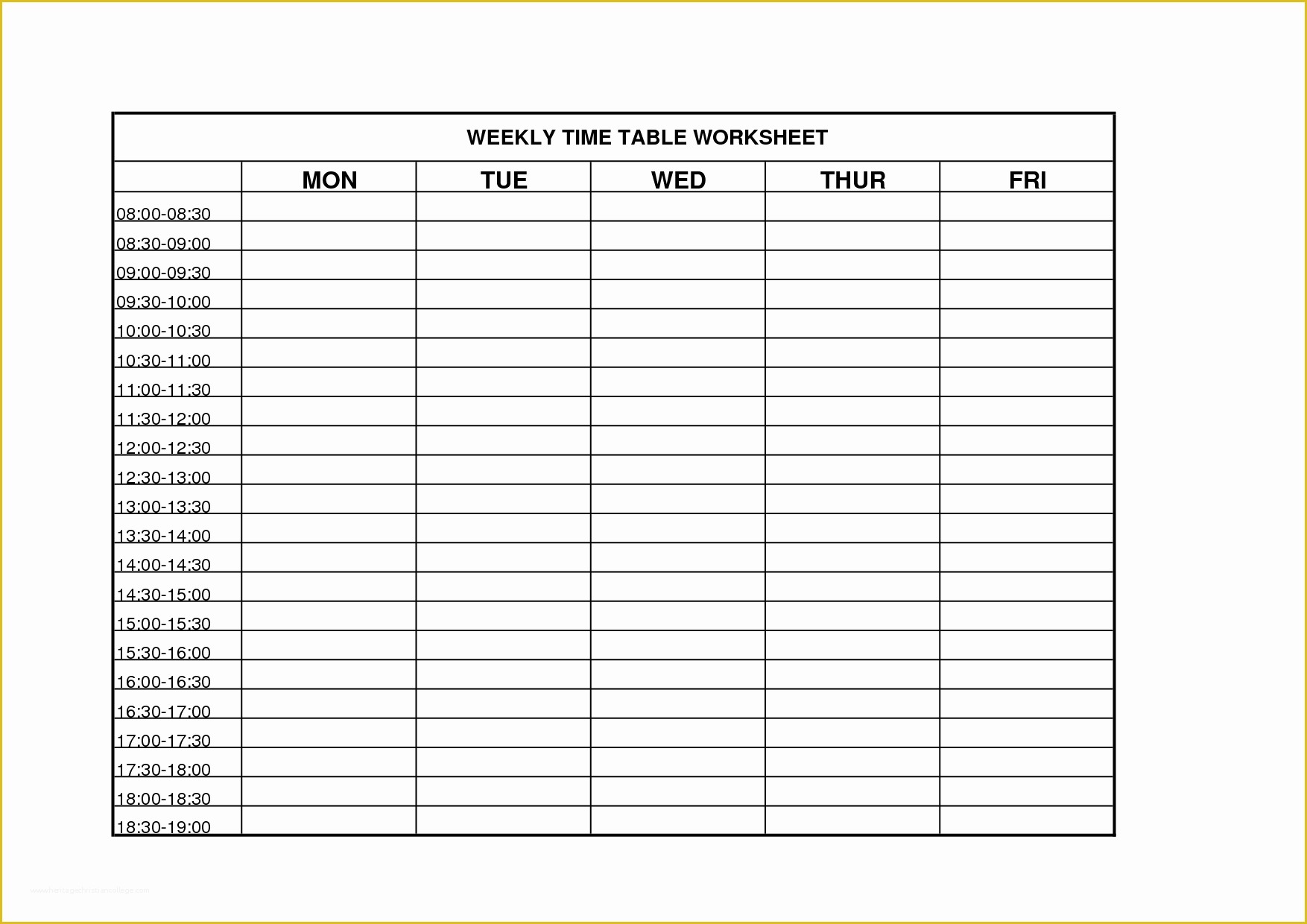 Free Time Schedule Template Of 6 Best Of Printable Weekly Time Chart Blank
