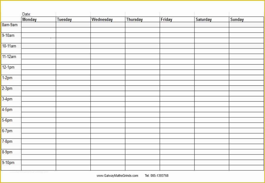 Free Time Schedule Template Of 9 Best Of Printable Blank Weekly Time Slots