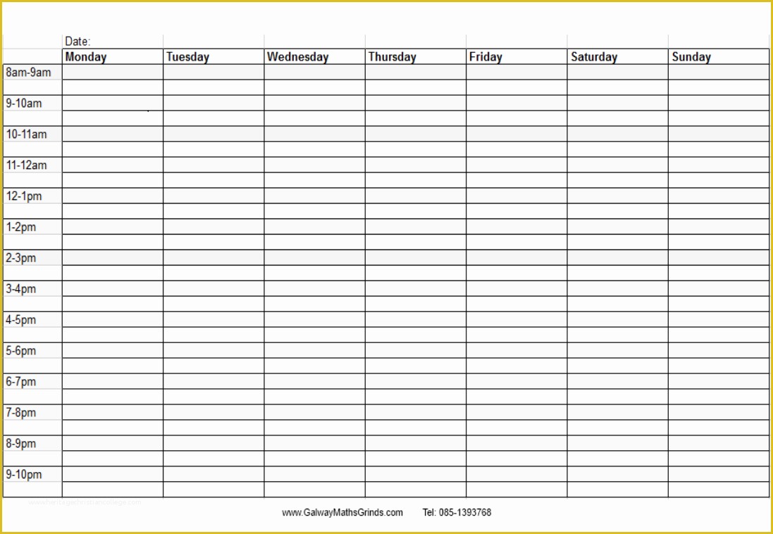 Free Time Schedule Template Of 9 Best Of Printable Blank Weekly Time Slots
