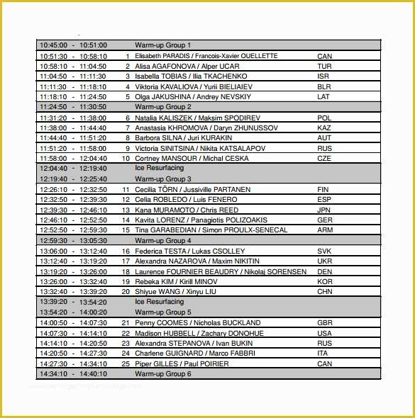 Free Time Schedule Template Of 9 Time Schedule Samples