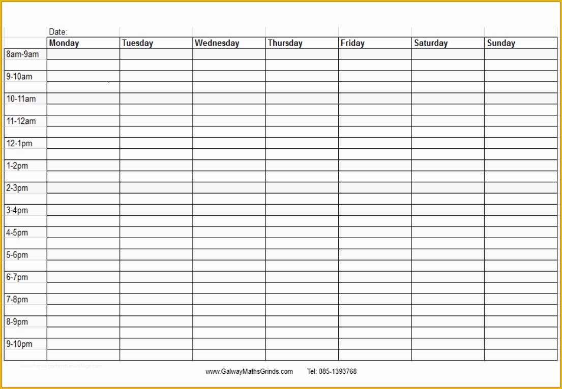 Free Time Schedule Template Of Blank Weekly Schedule Driverlayer Search Engine