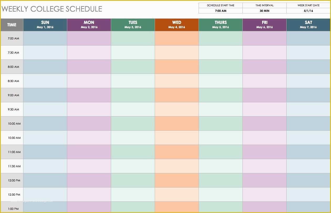 Free Time Schedule Template Of Free Weekly Schedule Templates for Excel Smartsheet