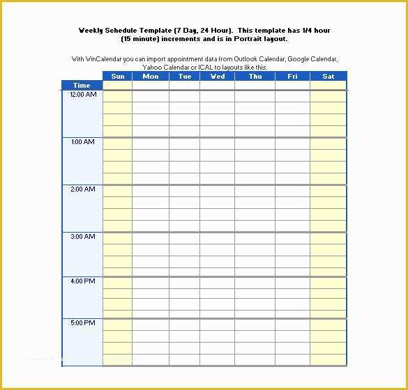 Free Time Schedule Template Of Hourly Schedule Template Excel