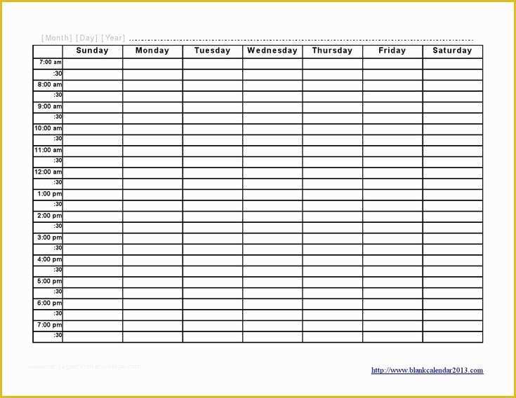 Free Time Schedule Template Of Weekly Template 7am 7pm Cleaning Tips