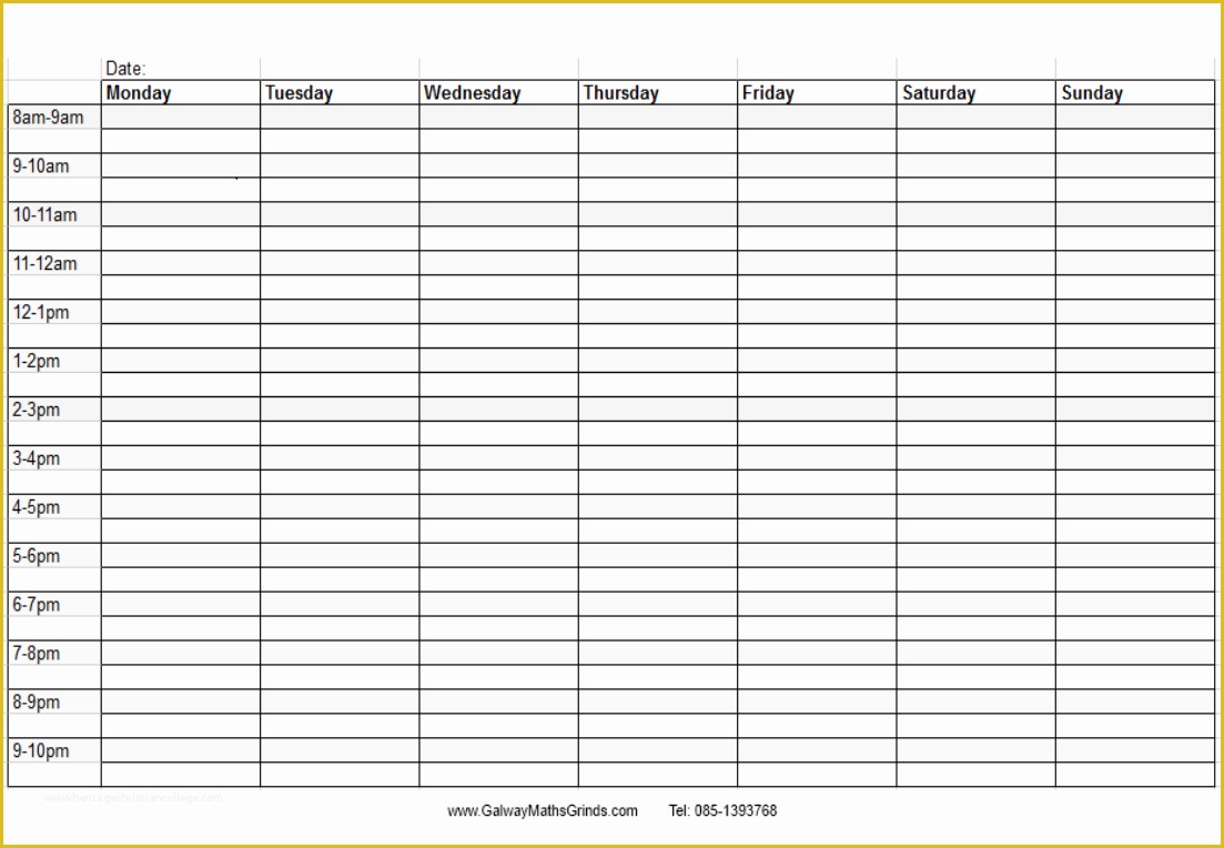 Free Time Schedule Template Of Weekly Time Schedule Template