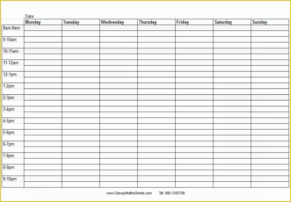 Free Time Schedule Template Of Weekly Time Schedule Template