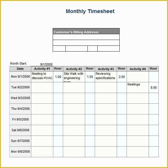 Free Timesheet Template Excel Of 22 Sample Monthly Timesheet Templates to Download for Free