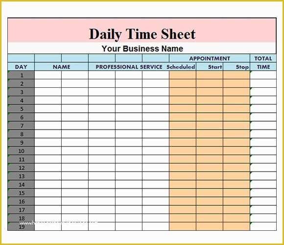 Free Timesheet Template Excel Of Daily Timesheet Template 10 Free Download for Pdf Excel