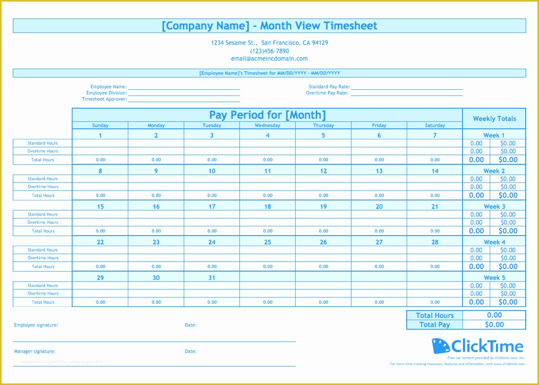 Free Timesheet Template Excel Of Free Monthly Timesheet Template