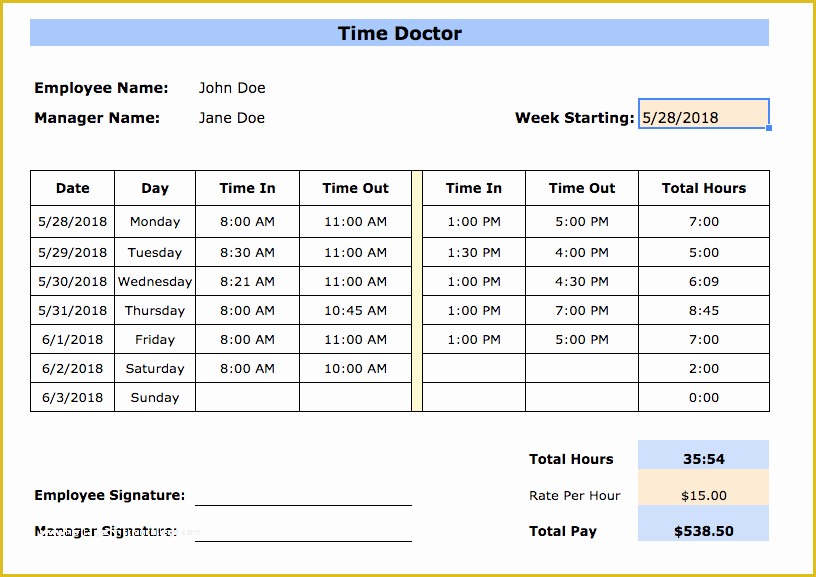 Free Timesheet Template Excel Of Free Timesheet Templates In Excel Pdf Word formats