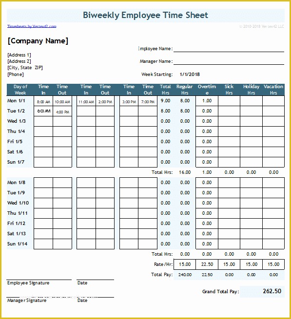 Free Timesheet Template Excel Of Time Sheet Template for Excel Timesheet Calculator