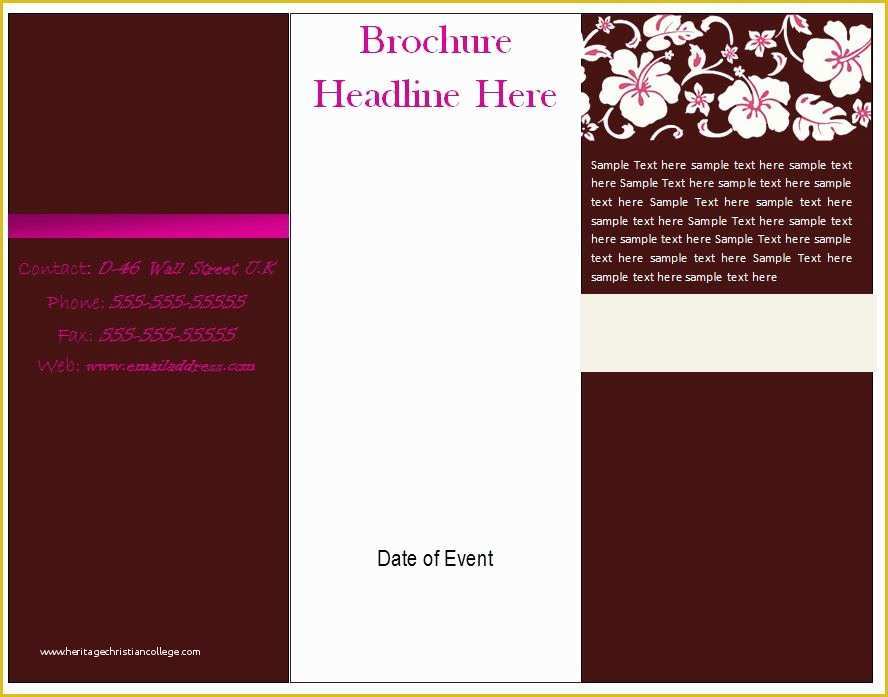 Free Tri Fold Brochure Template Word Of Free Brochure Template