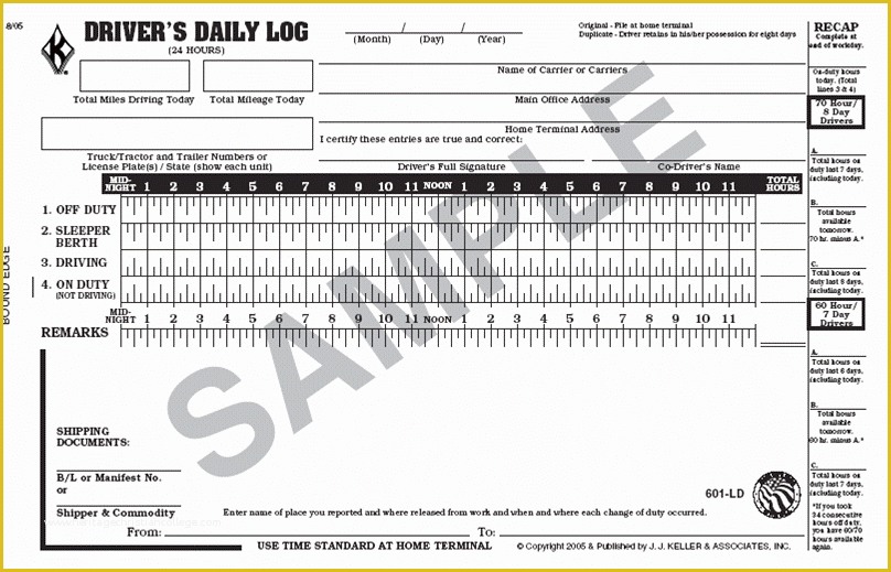 Free Truckers Log Book Template Of Drivers Daily Log Book Duplicate Truckers Log 601ld Truck