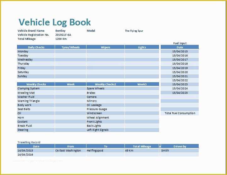 Free Truckers Log Book Template Of Ms Excel Vehicle Log Book Template