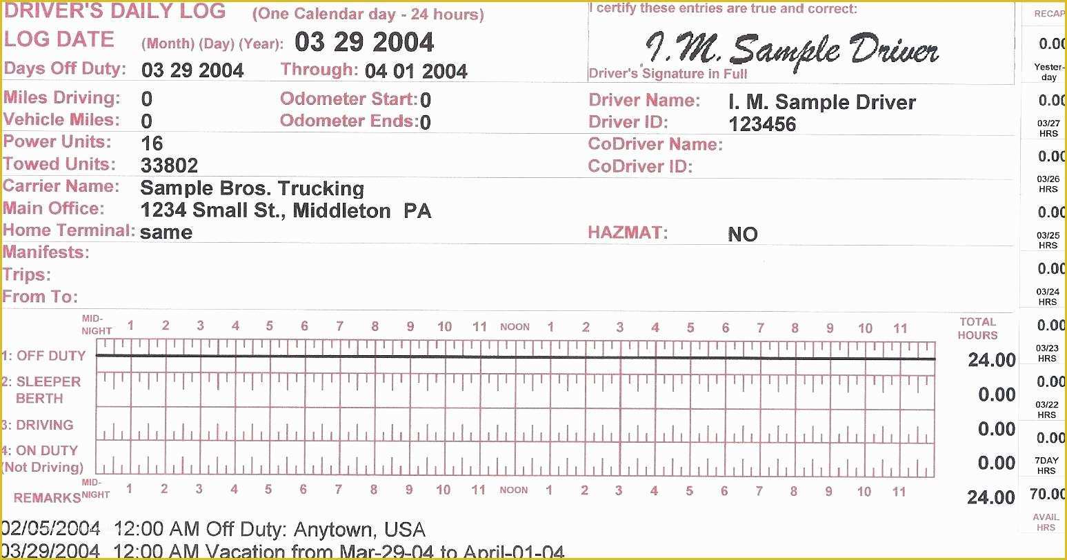 Free Truckers Log Book Template Of Truck Driver Log Book Template