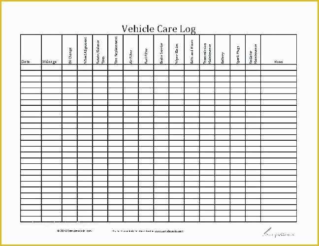 Free Truckers Log Book Template Of Vehicle Maintenance Log Template Repair Word Printable