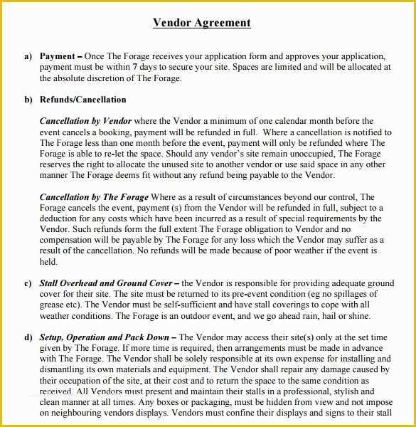 Free Vendor Contract Template Of 14 Vendor Contract Templates – Samples Examples &amp; format