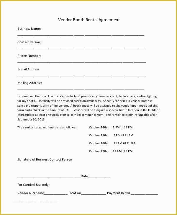 Free Vendor Contract Template Of 18 Booth Rental Agreement Templates Free Downloadable