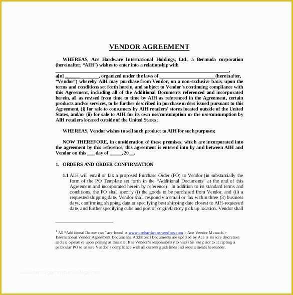 Free Vendor Contract Template Of 19 Sample Vendor Agreement Templates Pdf Doc