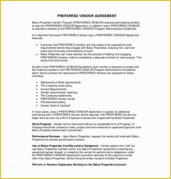 Free Vendor Contract Template Of 19 Sample Vendor Agreement Templates Pdf Doc